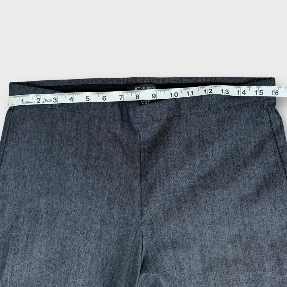 ST. JOHN Women's‎ Blue Chambray Pull On Knit Pants Size Medium 32x27 Lightweight